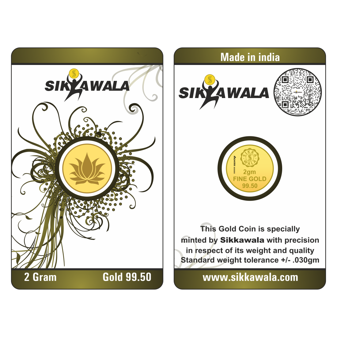 Sikkawala Lotus  24 kt 99.5 Gold Coin 2 gm-SK2GCR