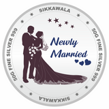 Sikkawala BIS Hallmarked Personalised Newly Married 999 Silver Coin 50 gm - SKNMCPCUS-50