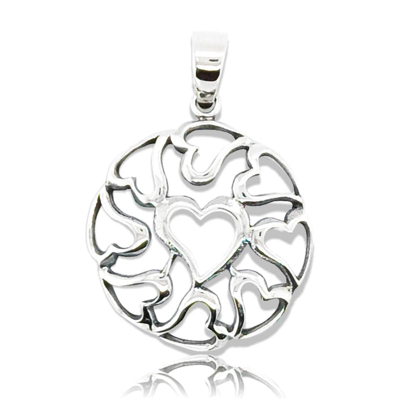 Sikkawala 925 Sterling Silver White Silver Heart Design Pendant For Girls 3000218-1