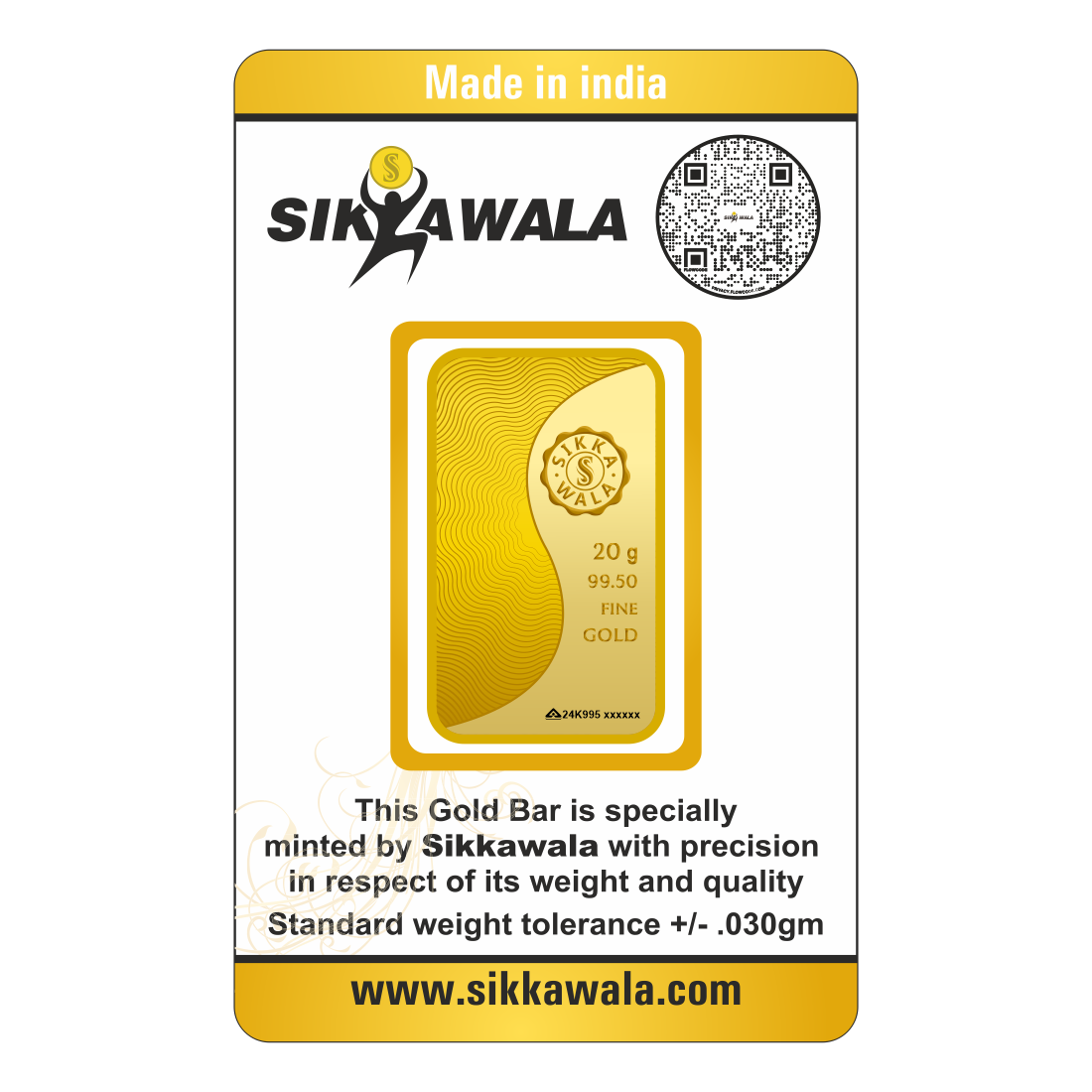 Sikkawala Lotus  24 kt 99.5 Gold Coin 20 gm-SK20GB