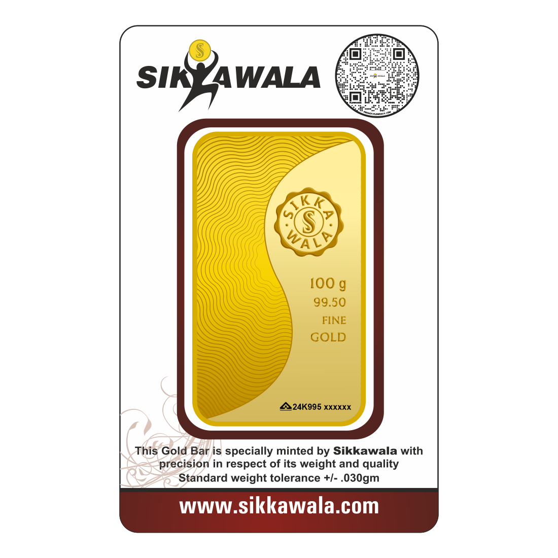 Sikkawala Lotus  24 kt 99.5 Gold Coin 100 gm-SK100GB