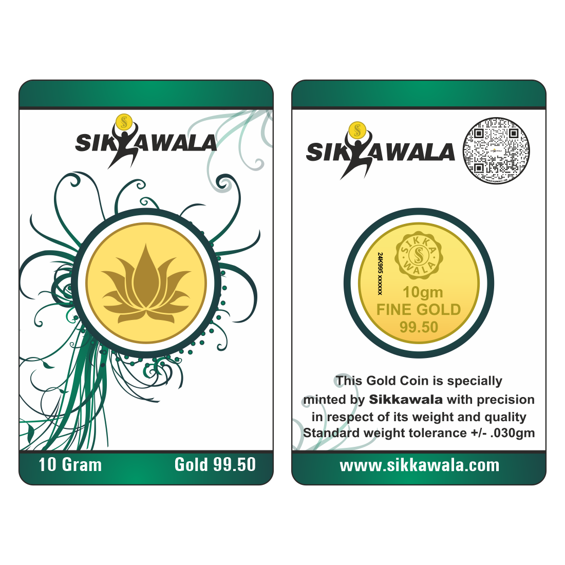 Sikkawala Lotus  24 kt 99.5 Gold Coin 10 gm-Sk10GCR