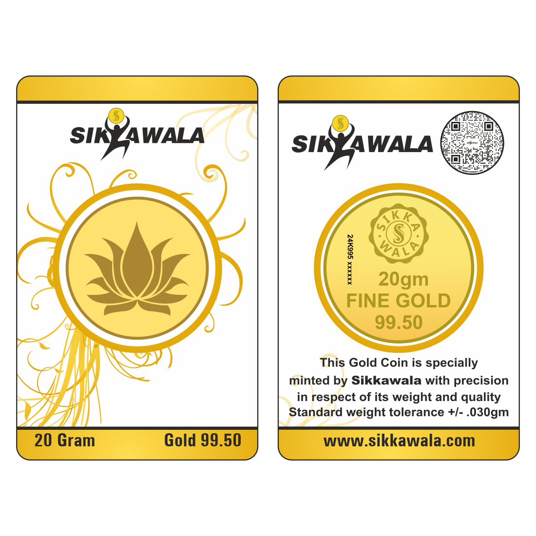 Sikkawala Lotus  24 kt 99.5 Gold Coin 20 gm-SK20GCR