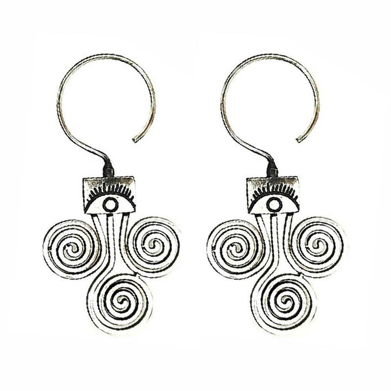 Sikkawala 925 Sterling Silver Oxidised Silver Abstract Dangle Earring For Girls 3000237-1