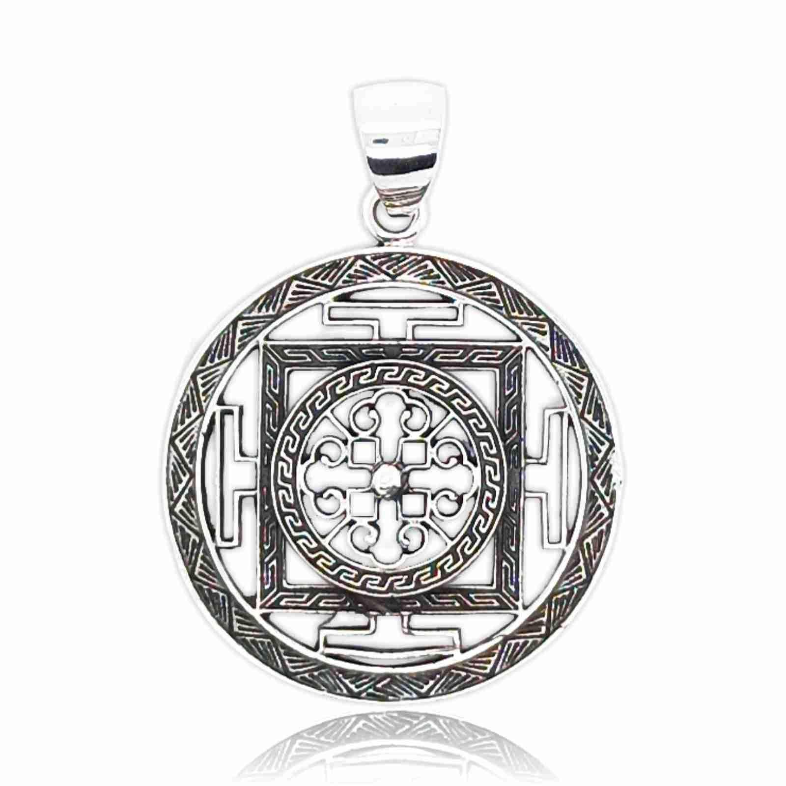 Sikkawala 925 Sterling Silver Oxidised Silver Coin Design Pendant For Women 3000246-1