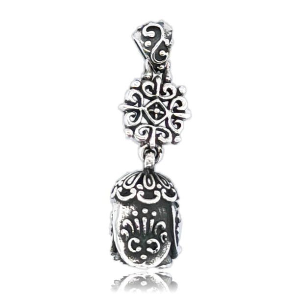 Sikkawala 925 Sterling Silver Oxidised Silver Floral Design Pendant For Women 3000247-1