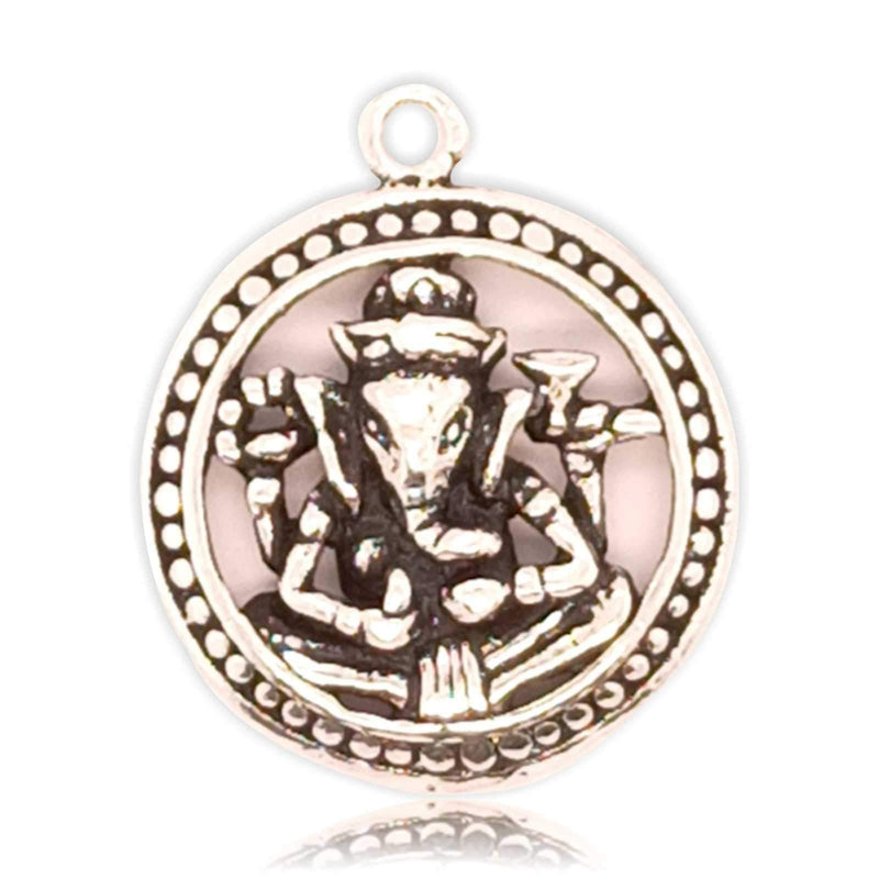 Sikkawala 925 Sterling Silver Oxidised Silver Ganesha Design Pendant For Women 3000249-1