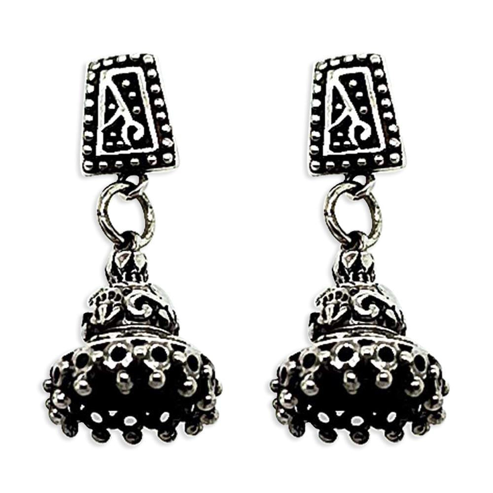 Sikkawala 925 Sterling Silver Oxidised Silver Minimal Classic Jumki For Women 3000262-1