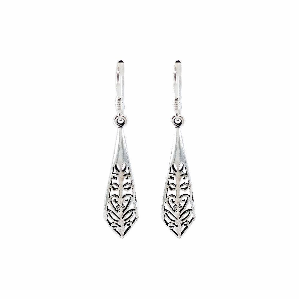 Sikkawala 925 Sterling Silver Oxidised Silver Feather Dangle Earring For Women 3000266-1