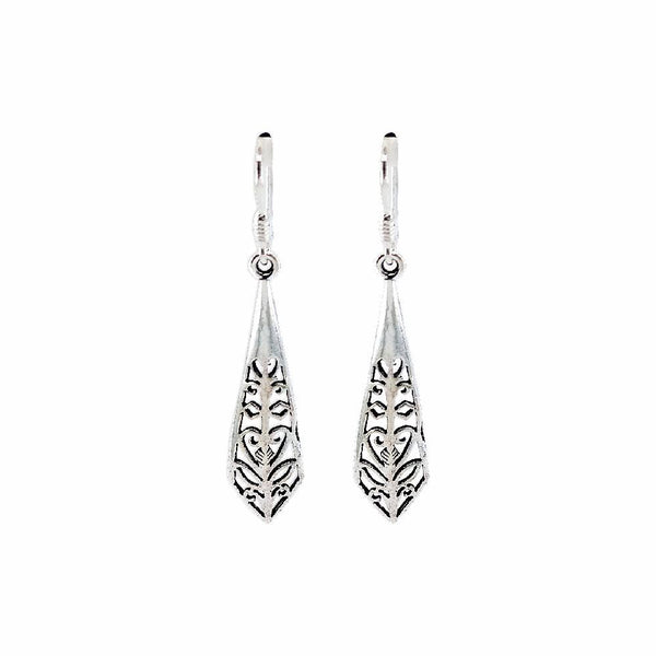 Sikkawala 925 Sterling Silver Oxidised Silver Feather Dangle Earring For Women 3000266-1