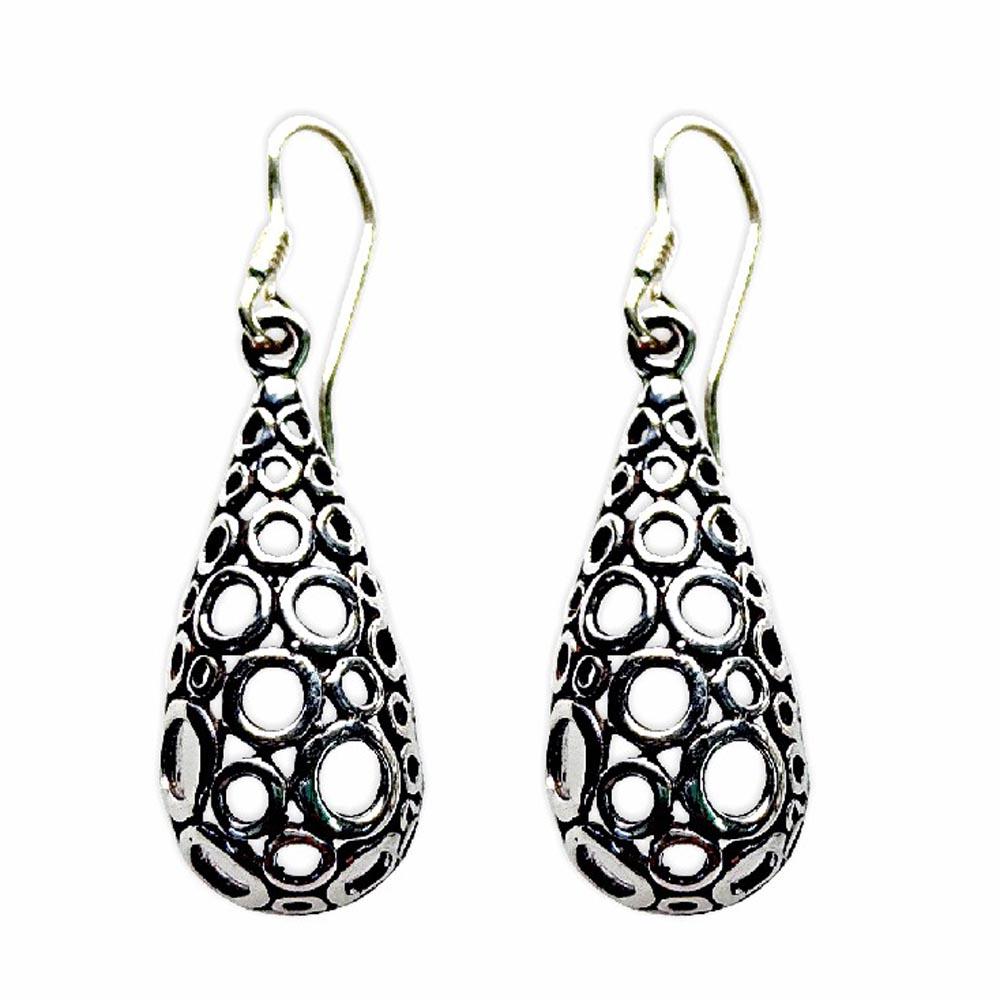 Sikkawala 925 Sterling Silver Oxidised Silver Teardrop Dangle Earring For Women 3000268-1