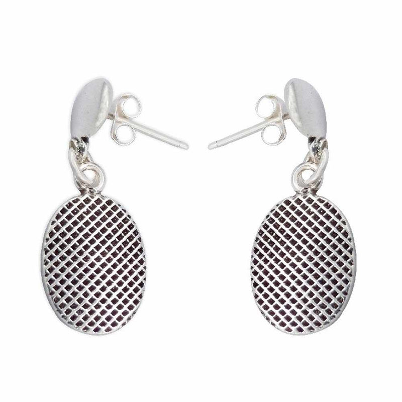 Sikkawala 925 Sterling Silver Oxidised Silver Oval Drop Earring For Women 3000275-1