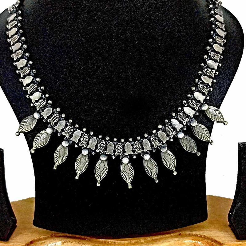 Sikkawala 925 Sterling Silver Oxidised Silver Tribal Trims Necklace For Women 3000292-1