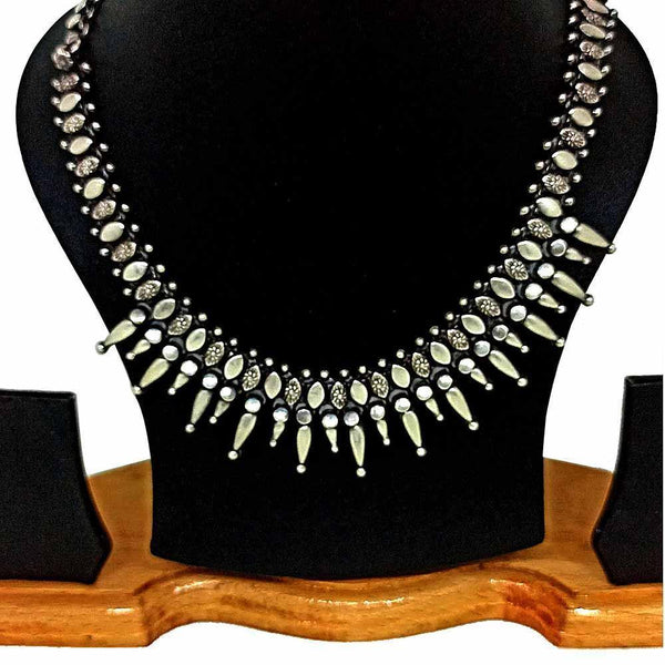 Sikkawala 925 Sterling Silver 2Tone Silver Tribal Trims Necklace For Women 3000295-1