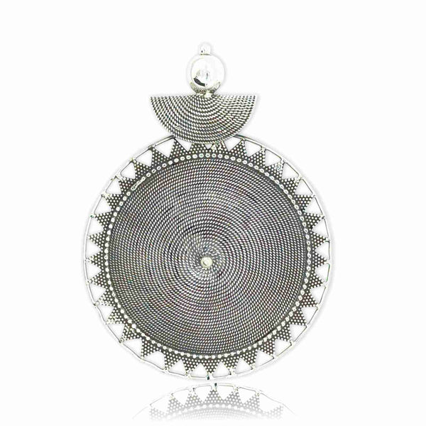 Sikkawala 925 Sterling Silver Oxidised Silver Contemporary Design Pendant For Women 3000298-1