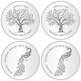 Sikkawala 999 Silver National Symbol Set Of  4 In 100 Gm  Coin-Sk4Scf25-2
