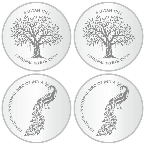 Sikkawala 999 Silver National Symbol Set Of  4 In 100 Gm  Coin-Sk4Scf25-2