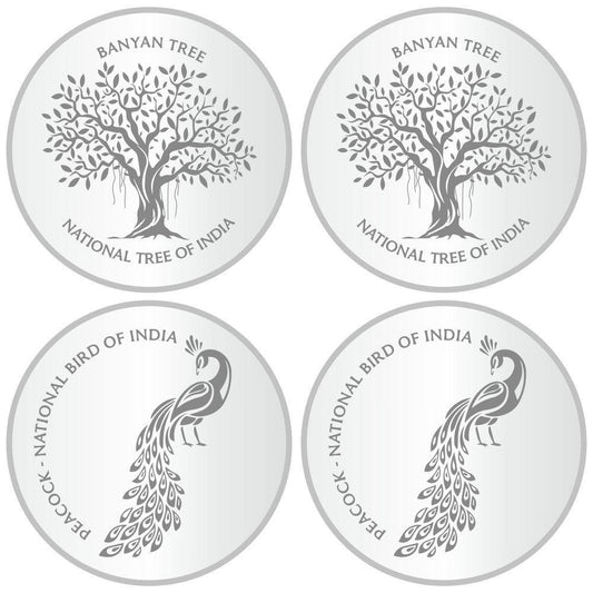 Sikkawala 999 Silver National Symbol Set Of  4 In 40 Gm  Coin-Sk4Scf10-2