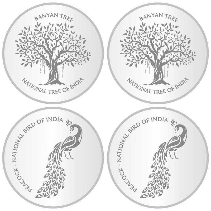 Sikkawala 999 Silver National Symbol Set Of  4 In 40 Gm  Coin-Sk4Scf10-2