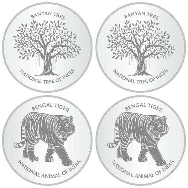 Sikkawala 999 Silver National Symbol Set Of  4 In 40 Gm  Coin-Sk4Scf10-3