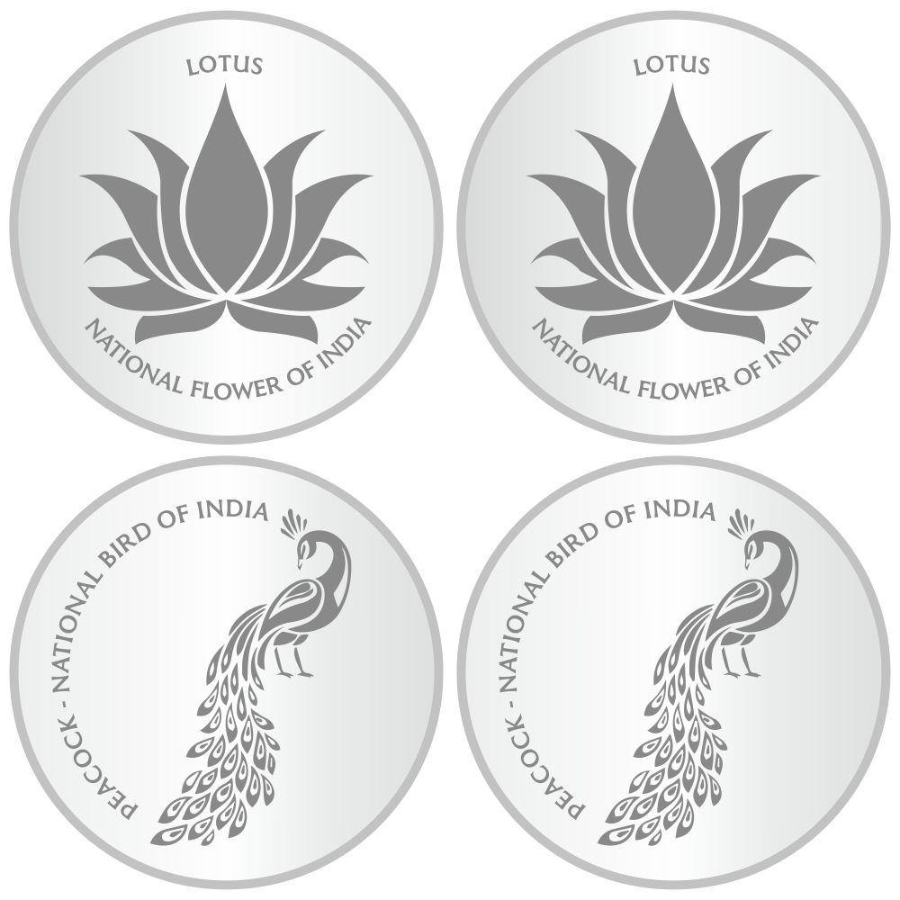 Sikkawala 999 Silver National Symbol Set Of  4 In 100 Gm  Coin-Sk4Scf25-5