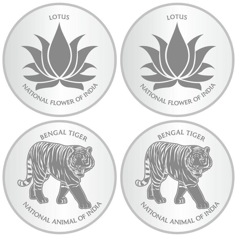 Sikkawala 999 Silver National Symbol Set Of  4 In 40 Gm  Coin-Sk4Scf10-6