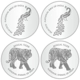 Sikkawala 999 Silver National Symbol Set Of  4 In 40 Gm  Coin-Sk4Scf10-7