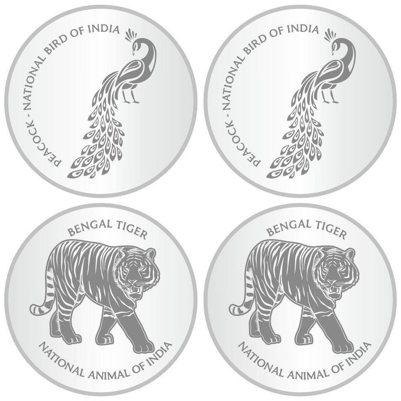 Sikkawala 999 Silver National Symbol Set Of  4 In 100 Gm  Coin-Sk4Scf25-7