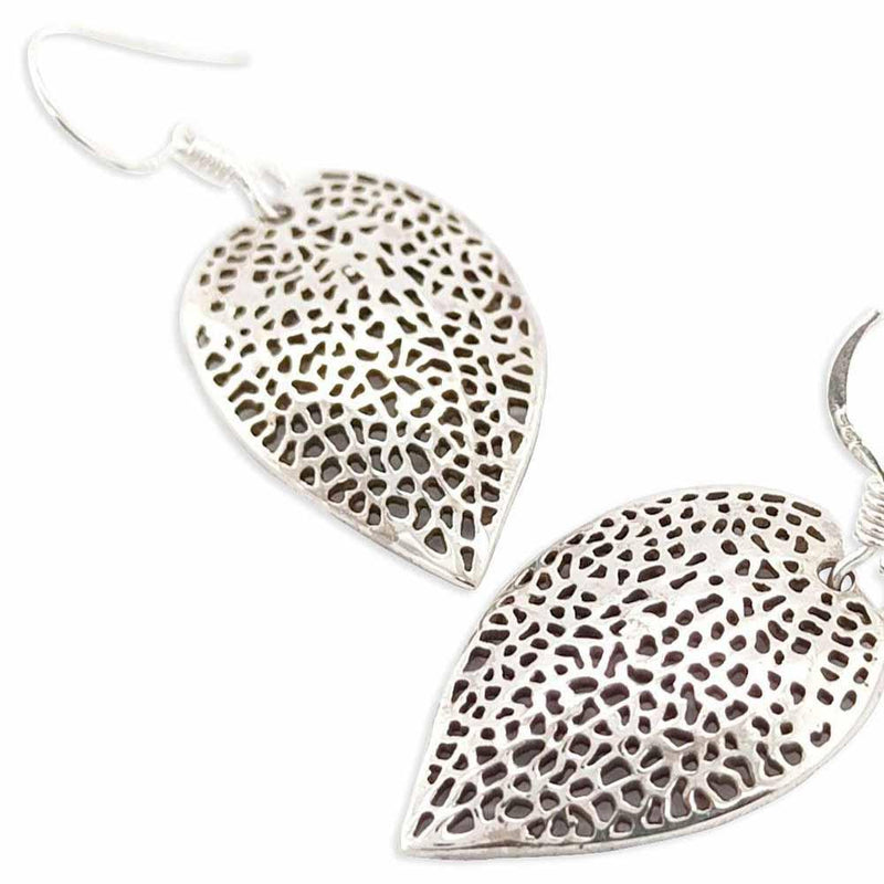 Sikkawala 925 Sterling Silver Oxidised Silver Leaf Dangle Earring For Women 3000300-1
