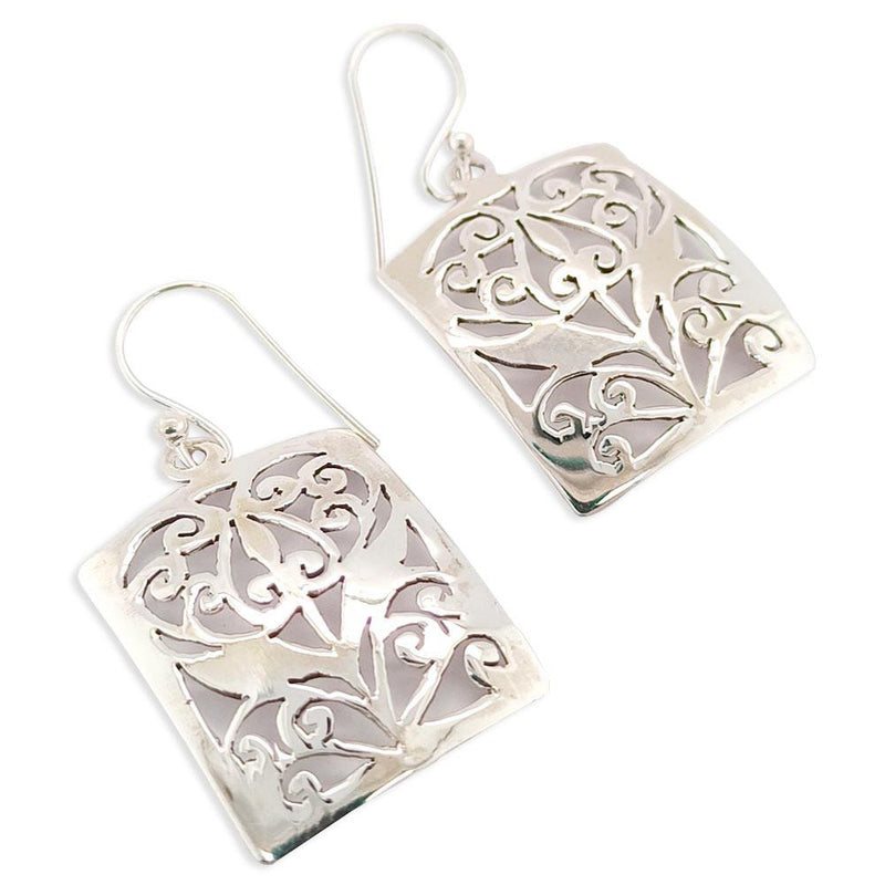 Sikkawala 925 Sterling Silver Oxidised Silver Square Dangle Earring For Women 3000302-1