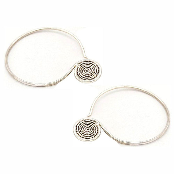 Sikkawala 925 Sterling Silver Oxidised Silver Abstract Open Hoop For Women 3000308-1