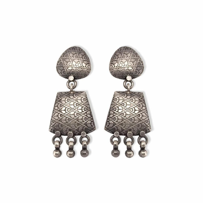 Sikkawala 925 Sterling Silver Oxidised Silver Minimal Dangle Earring For Women 3000319-1