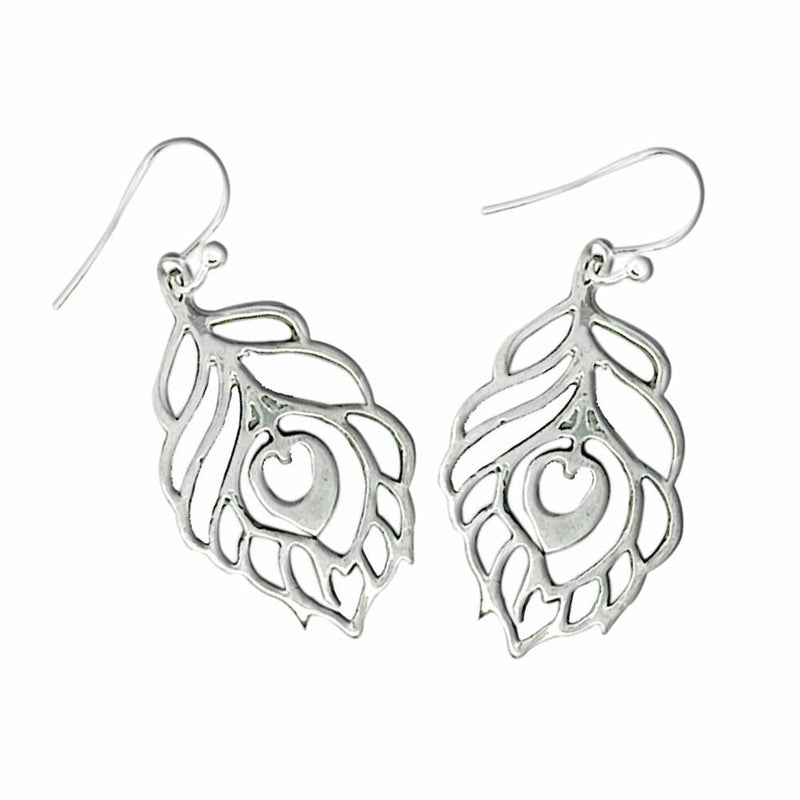 Sikkawala 925 Sterling Silver Oxidised Silver Feather Dangle Earring For Women 3000335-1