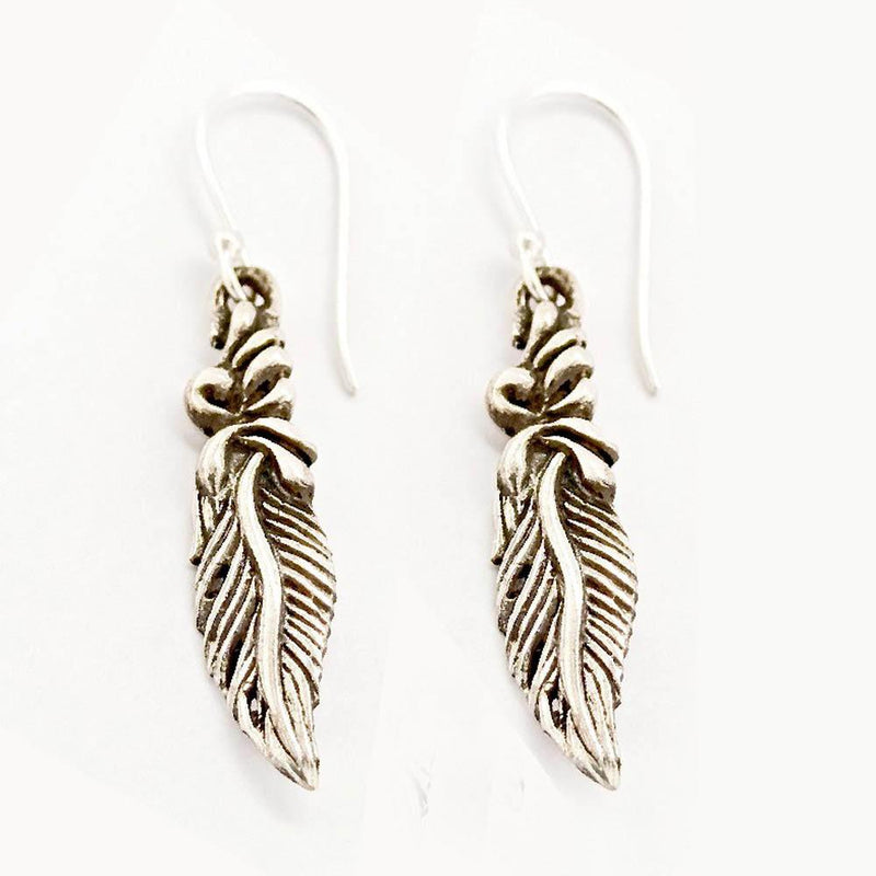 Sikkawala 925 Sterling Silver Oxidised Silver Feather Dangle Earring For Women 3000336-1