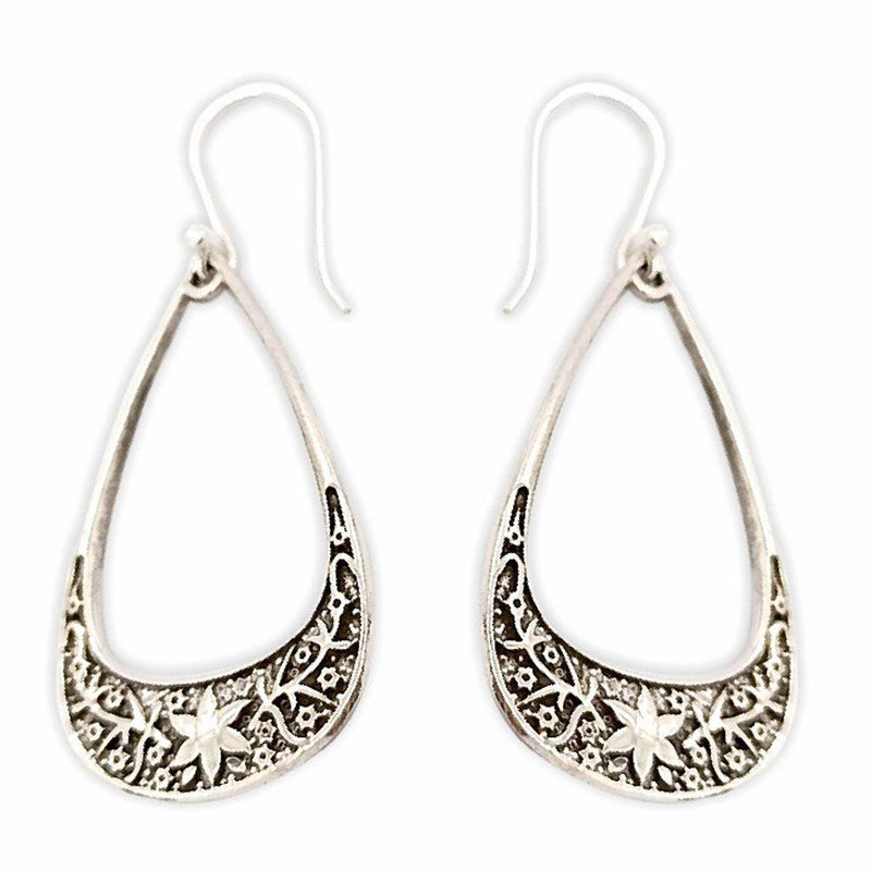 Sikkawala 925 Sterling Silver Oxidised Silver Teardrop Dangle Earring For Women 3000344-1
