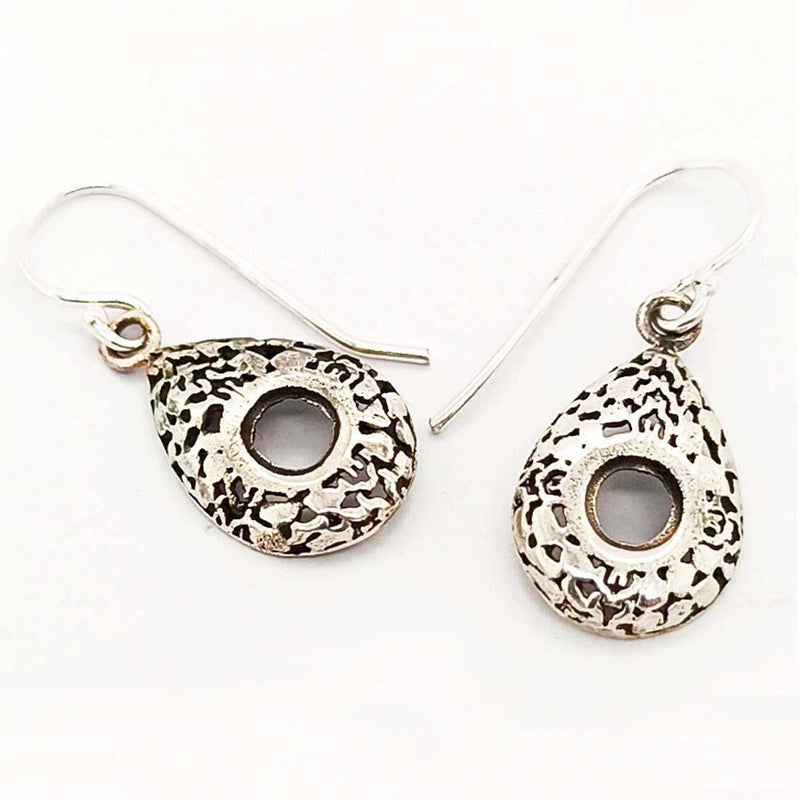 Sikkawala 925 Sterling Silver Oxidised Silver Teardrop Dangle Earring For Women 3000346-1