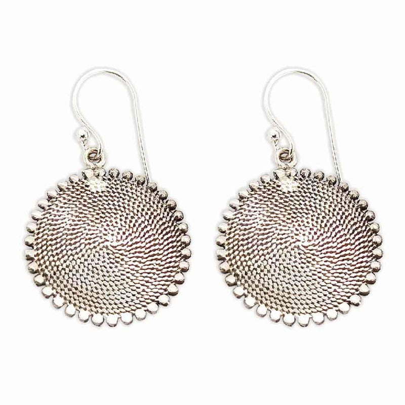 Sikkawala 925 Sterling Silver Oxidised Silver Round Dangle Earring For Women 3000347-1
