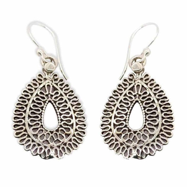 Sikkawala 925 Sterling Silver Oxidised Silver Teardrop Dangle Earring For Women 3000348-1