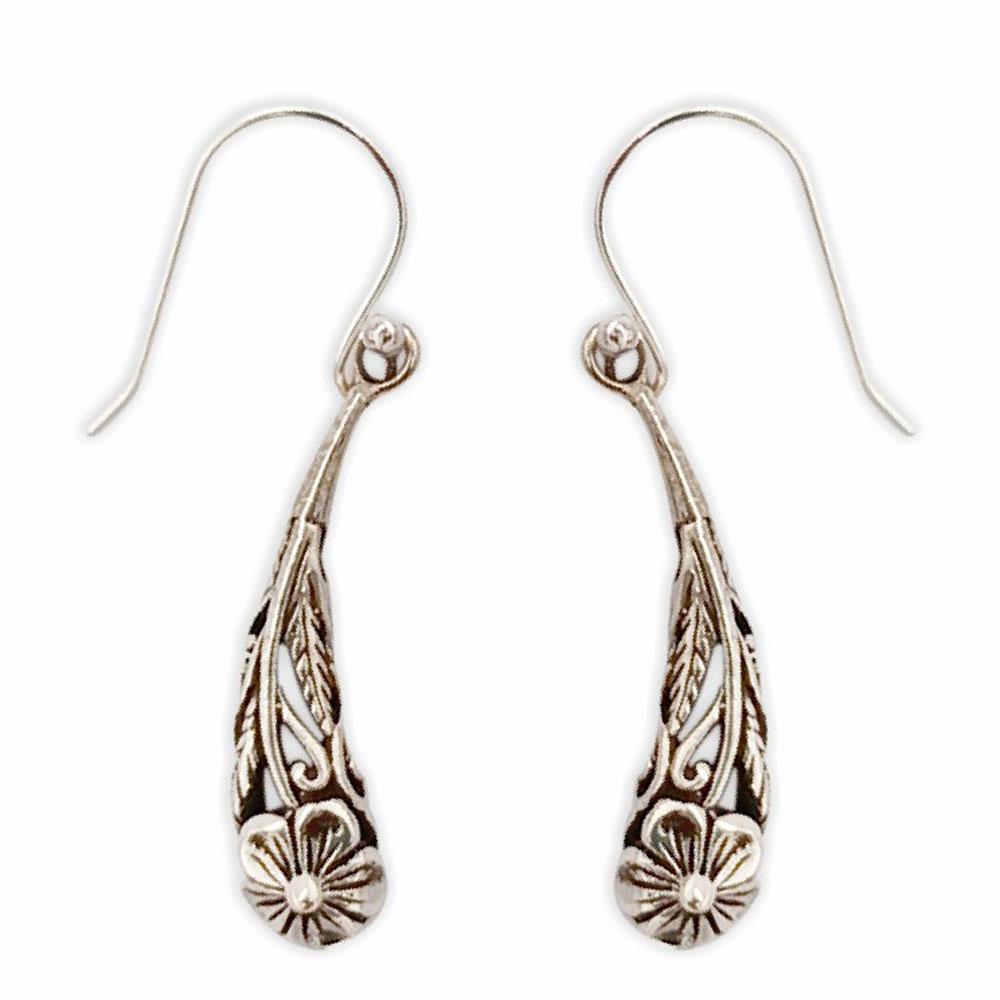 Sikkawala 925 Sterling Silver Oxidised Silver Leaf Dangle Earring For Women 3000362-1