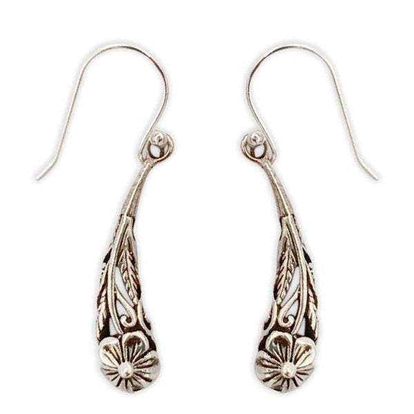 Sikkawala 925 Sterling Silver Oxidised Silver Leaf Dangle Earring For Women 3000362-1