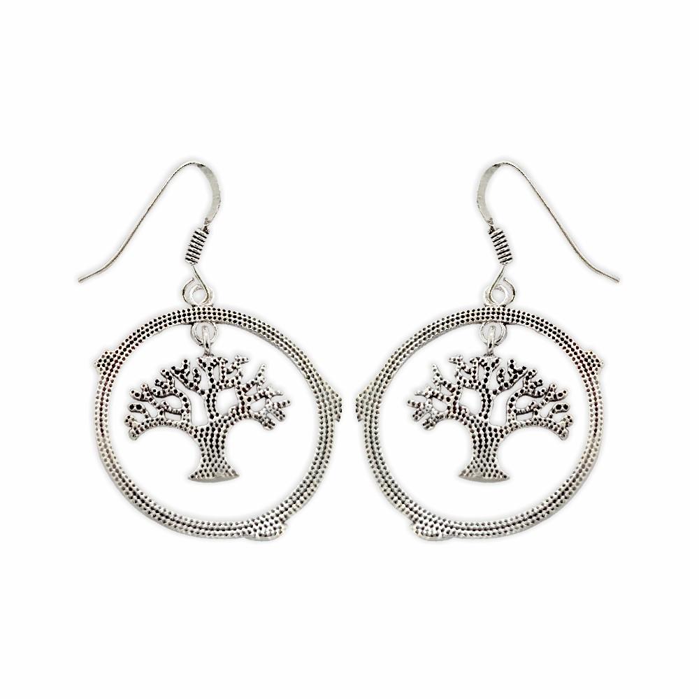 Sikkawala 925 Sterling Silver Oxidised Silver Floral Dangle Earring For Women 3000364-1