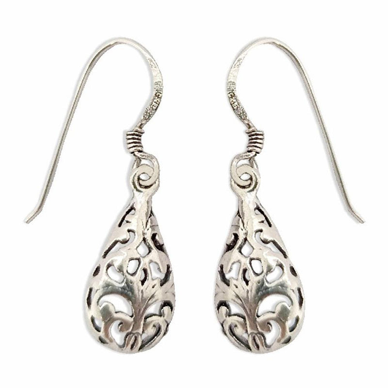 Sikkawala 925 Sterling Silver Oxidised Silver Floral Dangle Earring For Women 3000369-1