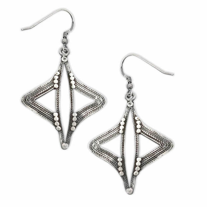 Sikkawala 925 Sterling Silver Oxidised Silver Star Dangle Earring For Women 3000374-1