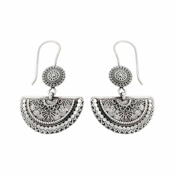 Sikkawala 925 Sterling Silver Oxidised Silver Moon Half Moon Chandbalis For Women 3000377-1