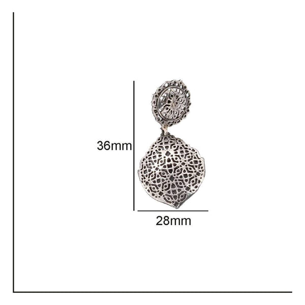 Sikkawala 925 Sterling Silver Oxidised Silver Leaf Dangle Earring For Women 3000385-1