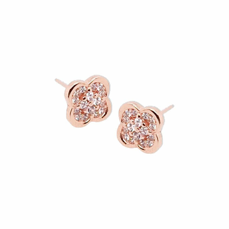 Sikkawala 925 Sterling Silver Rose Gold Plated Silver Floral Basic Stud For Girls 3000390-1