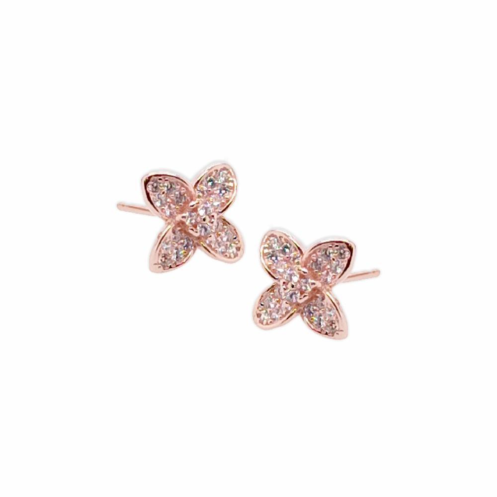 Sikkawala 925 Sterling Silver Rose Gold Plated Silver Floral Basic Stud For Girls 3000398-1