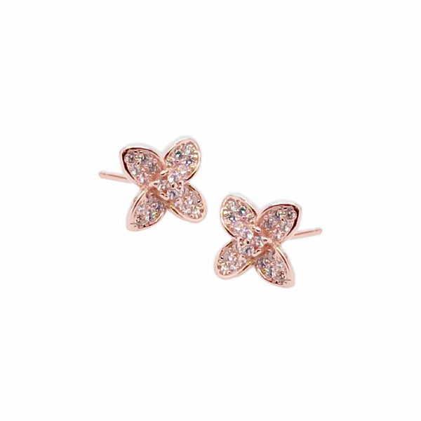 Sikkawala 925 Sterling Silver Rose Gold Plated Silver Floral Basic Stud For Girls 3000398-1