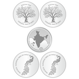 Sikkawala BIS Hallmarked 999 Silver National Symbol Set Of  5 In 50 Gm Coin-Sk5Scf10