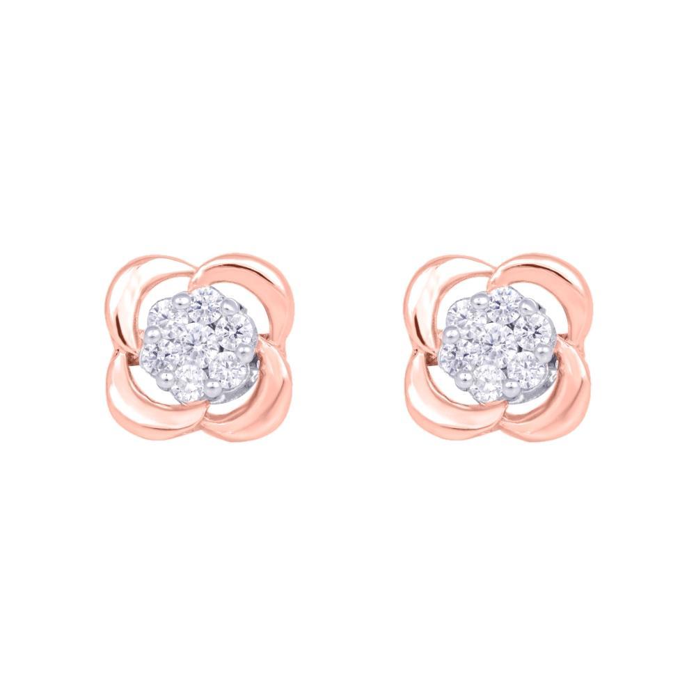 Sikkawala 925 Sterling Silver Rose Gold Plated Silver Floral Basic Stud For Girls 3000449-1